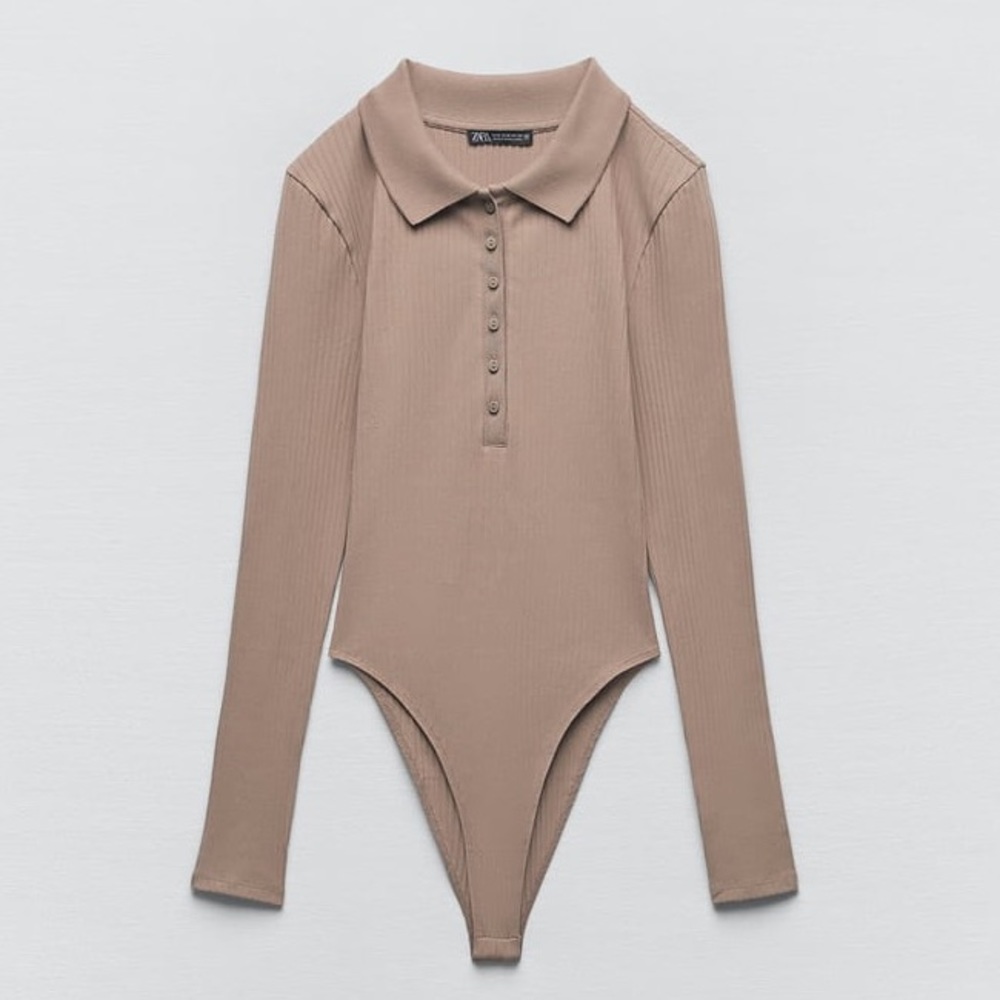 Zara Beige Ribbed Bodysuit - Picture 7 of 10